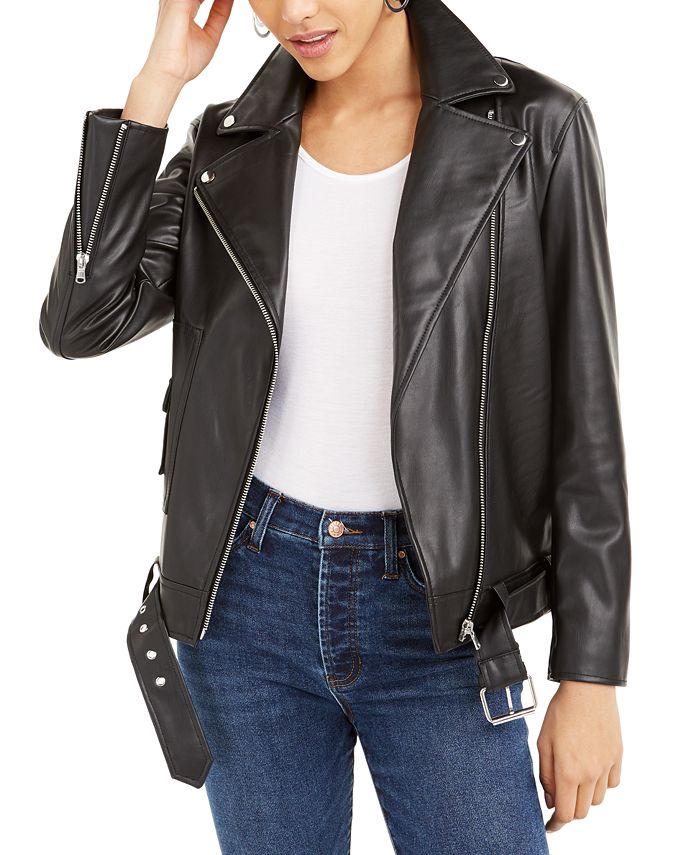Bar III Faux-Leather Moto Jacket, Created for Macy's - Macy's