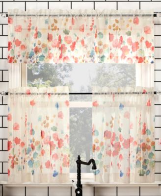 No. 918 - Rosalind Floral 54" x 24" Semi-Sheer Valance and Tiers Set