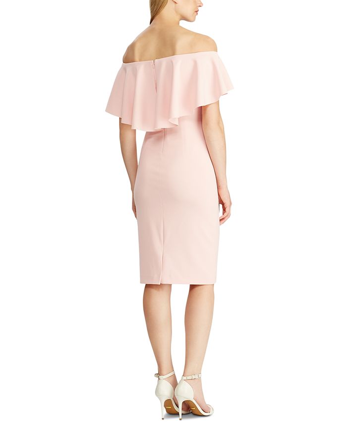 ralph lauren ruffle trim jersey gown