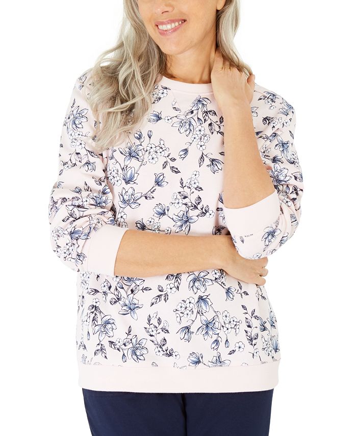 Karen Scott Serene Printed Fleece Sweatshirt, Created for Macy's ...