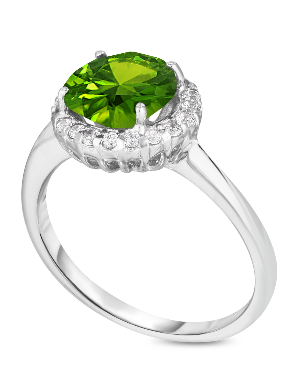 Macy's Birthstone Round Cubic Zirconia Halo Solitaire Ring In Silver Plate In May,simulated Emerald