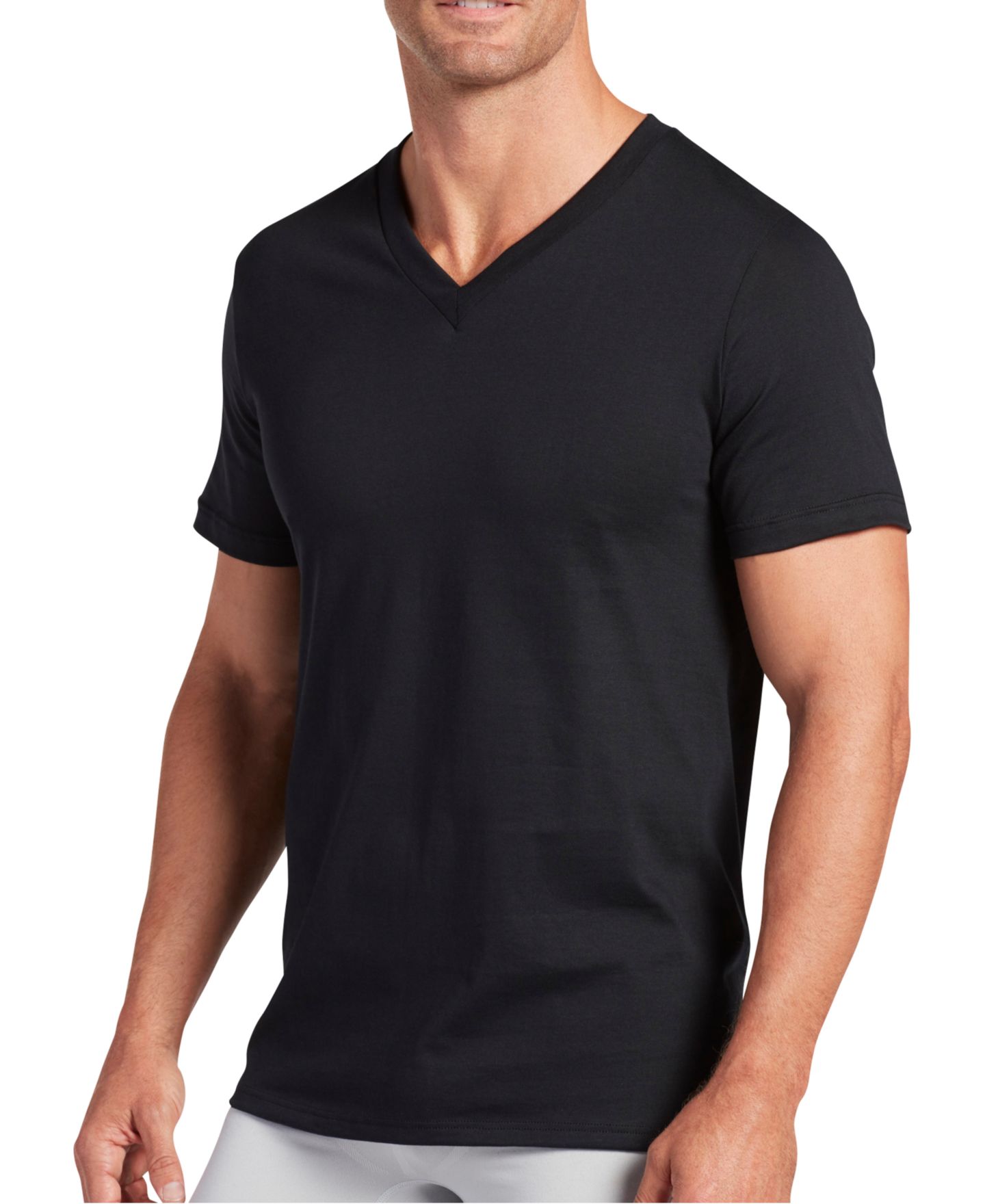 Мужские топы Jockey 3-Pack Classic V-Neck Undershirts, цвет: Чёрный — фото 2