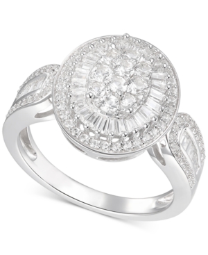 image of Diamond Oval Cluster Statement Ring (1 ct. t.w.) in 14k White Gold