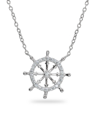Giani Bernini Cubic Zirconia Ship's Wheel Necklace In Sterling Silver Or 18k Gold Over Sterling Silver