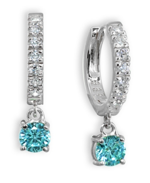 Giani Bernini Color Cubic Zirconia Dangle Drop Huggie Hoop Earring In Sterling Silver In Light Blue