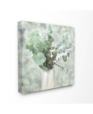 Sage Green Painterly Eucalyptus in White Vase Canvas Wall Art, 30" L x 30" H