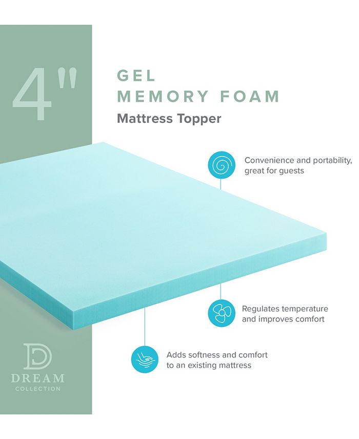 Lucid 4" Gel Foam Mattress Topper, Queen Macy's