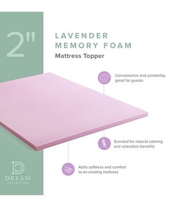 Lucid - 2" Lavender Memory Foam Mattress Topper, Twin