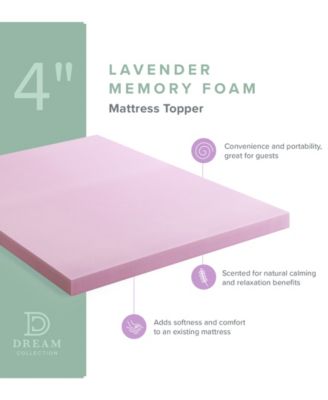 Lucid 4" Lavender Memory Foam Mattress Topper, Full