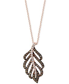 EFFY® Diamond Feather 18" Pendant Necklace in 14k Rose Gold