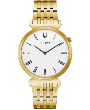 Shop Bulova Men's Regatta Gold-tone Stainless Steel Bracelet Watch 38mm