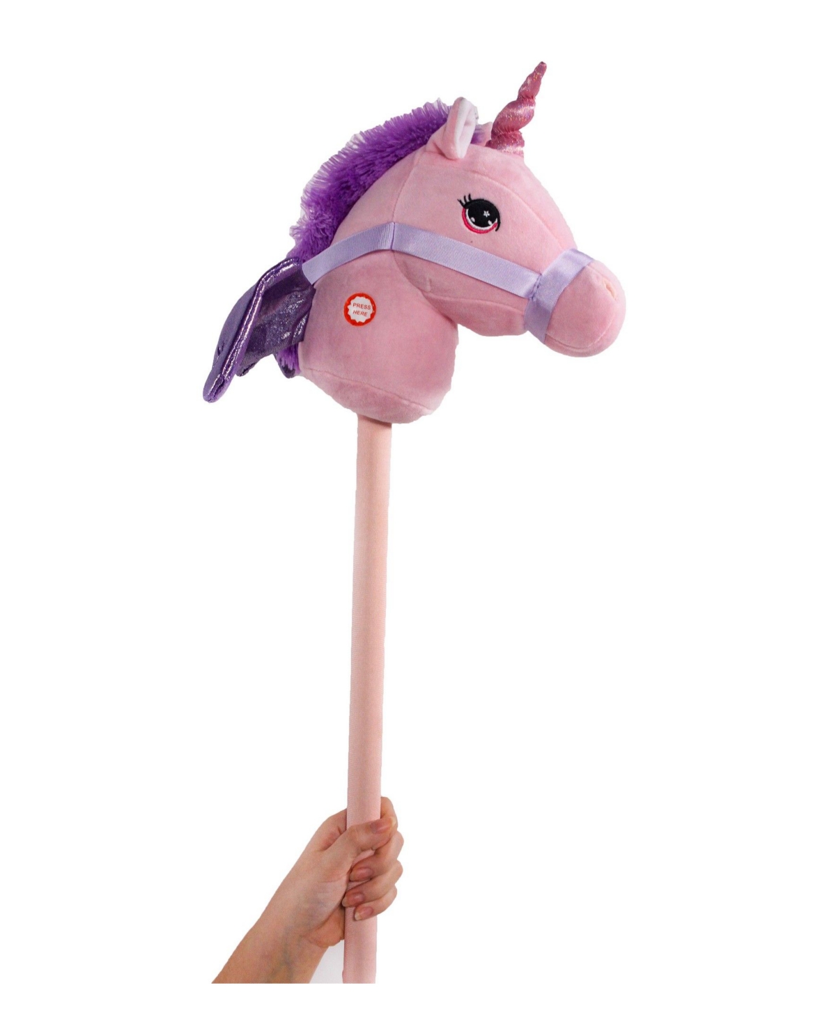 First & Main Ponyland Giddy-up Fantasy 28" Stick Horse Plush, Unicorn With Sound In Multi