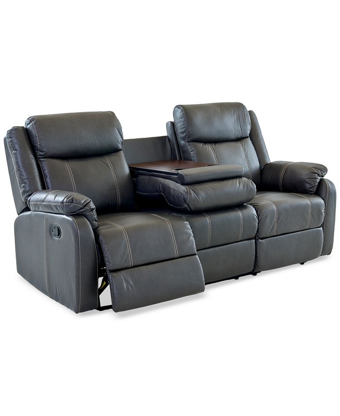 Macy's Fleurus 81" Fabric Reclining Sofa with Table Macy's