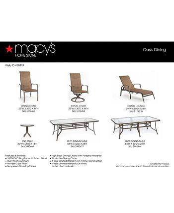 Agio - Oasis Outdoor 7 Piece Set: 84" x 42" Dining Table and 6 Dining Chairs