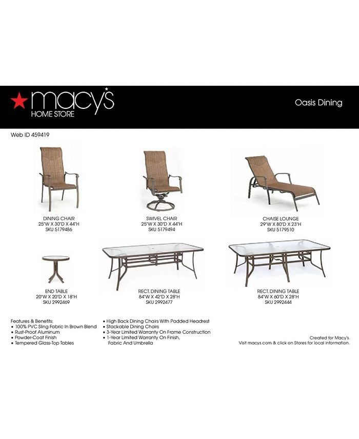 Agio - Oasis Outdoor 11 Piece Set: 84" x 60" Dining Table and 10 Dining Chairs