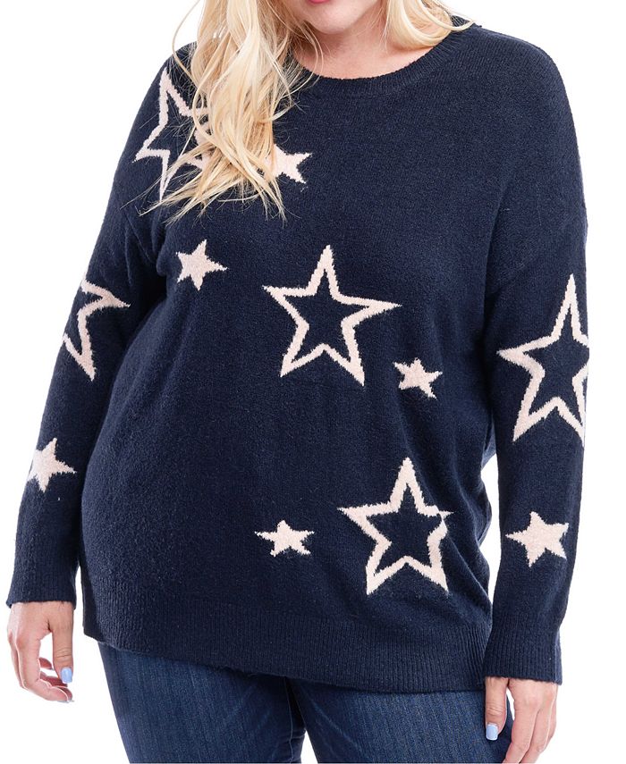 Fever Plus Size Star-Print Sweater - Macy's