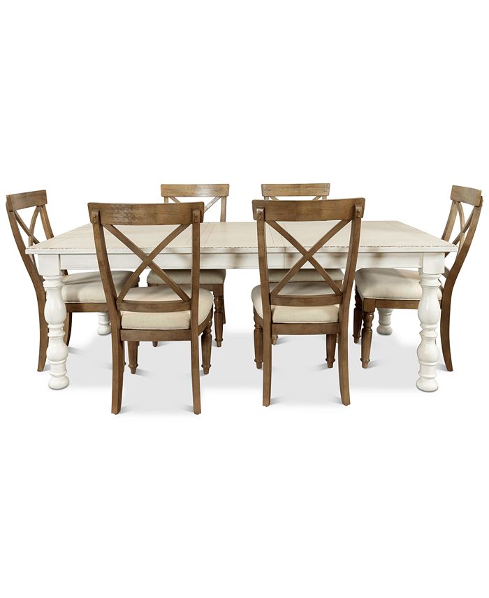 Furniture Aberdeen Off White Driftwood Expandable 7Pc. Dining Set