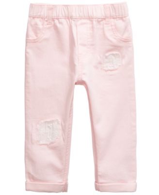 First Impressions - Baby Girls Cotton Eyelet-Patch Jeans