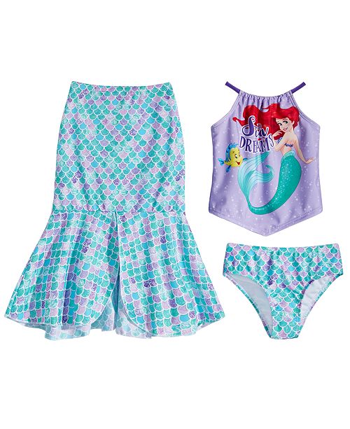 Dreamwave Toddler Girls 3 Pc The Little Mermaid Swim Set