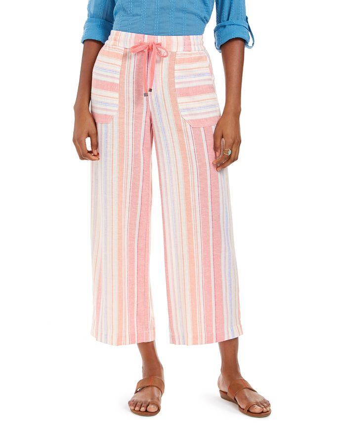 Style & Co Petite Striped Linen-Blend Pants, Created for Macy's - Macy's