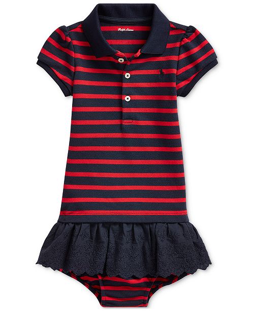Polo Ralph Lauren Baby Girls Striped Eyelet Dress Bloomer