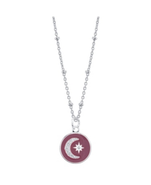 image of Unwritten Crystal Moon And Star Enamel Pendant Silver Plated Necklace