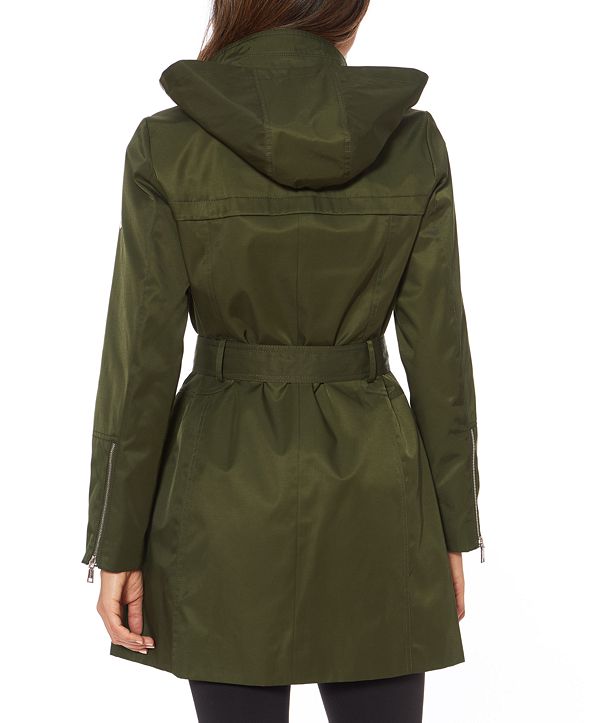 Vince Camuto Hooded Water-Resistant Belted Raincoat & Reviews - Coats ...