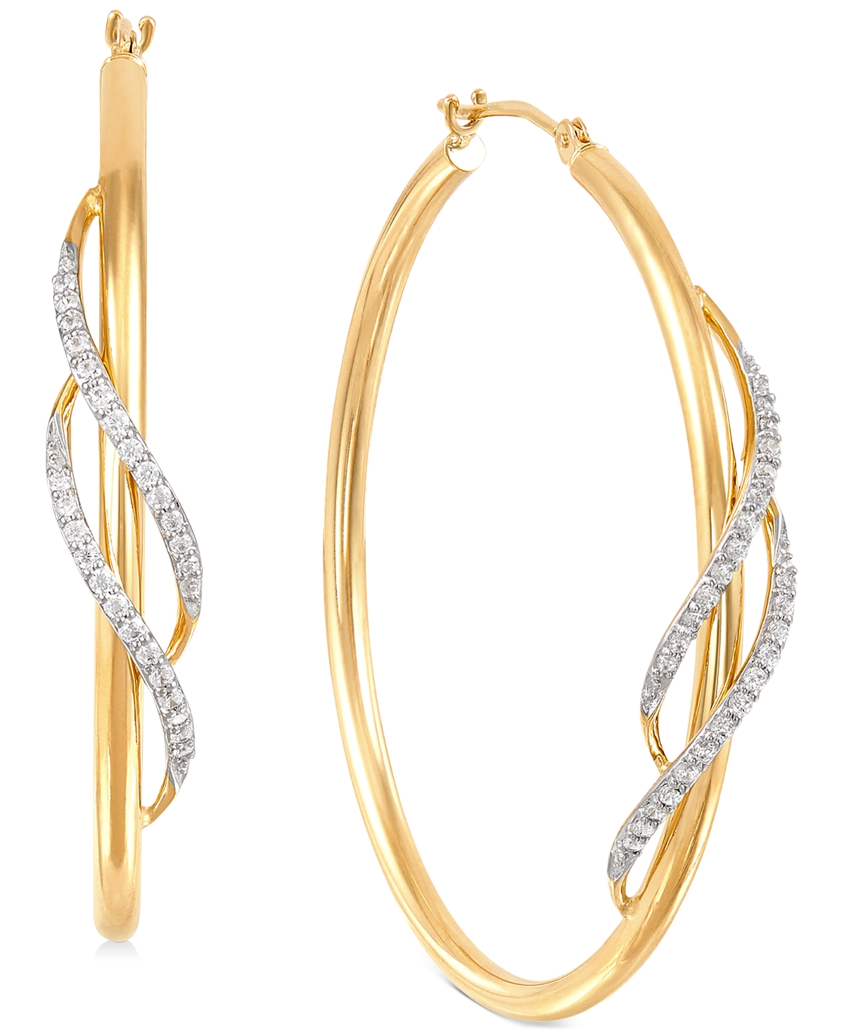 Diamond Twist Medium Twist Hoop Earrings (1/5 ct. t.w.) in 10k Gold,