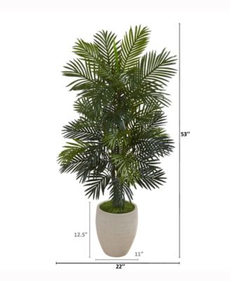 53in. Areca Palm Artificial Plant in Sand Colored Planter