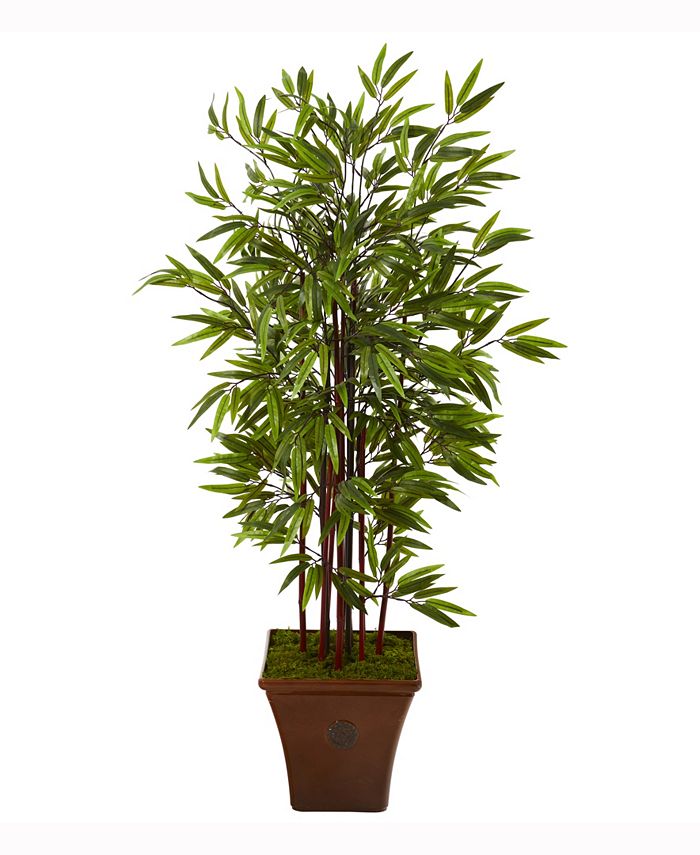 Nearly Natural - 57in. Bamboo Artificial Tree in Brown Planter