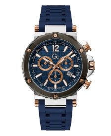 Gc Men's Spirit Chrono Blue Silicone Strap Watch 44mm