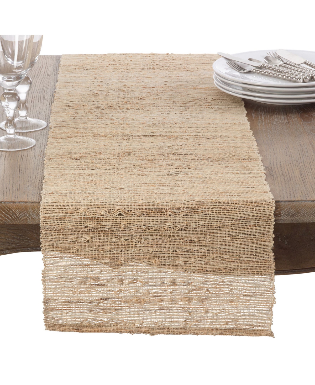 Saro Lifestyle Woven Nubby Natural Table Runner