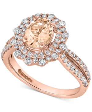 image of Gemstone Bridal by Marchesa Morganite (1/2 ct. t.w.) & Diamond (7/8 ct. t.w.) Engagement Ring in 14K Rose & Yellow Gold