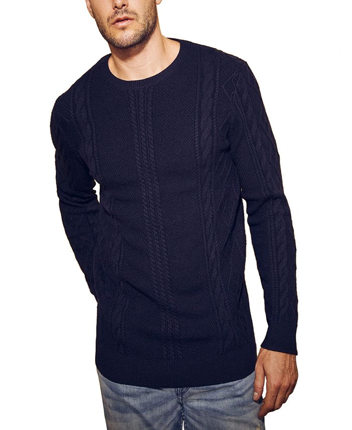 GUESS Men's Diamond Cable-Knit Sweater - Macy's