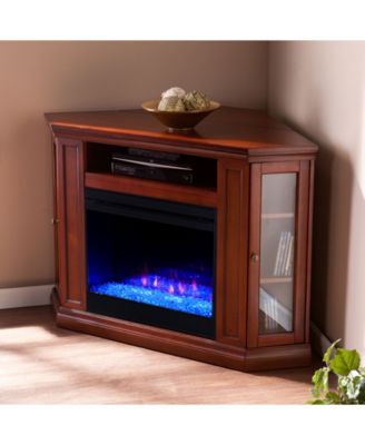 Stonington Color Changing Corner Convertible Electric Fireplace with Storage