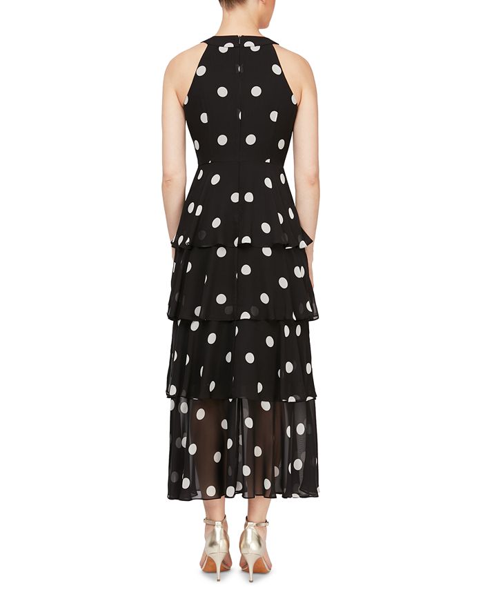 SL Fashions Tiered Dot-Print Maxi Dress - Macy's