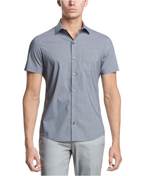 Dkny Men S Performance Stretch French Placket Square Print Short