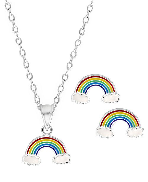Rhona Sutton Children S Rainbow Pendant Necklace Stud Earrings Set