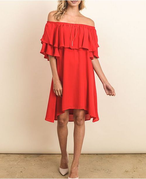 Ociimi Off Shoulder Ruffle Detail Flowy Midi Dress Reviews