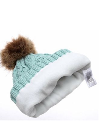 Faux Fur Pom Beanie with Fleece Lining