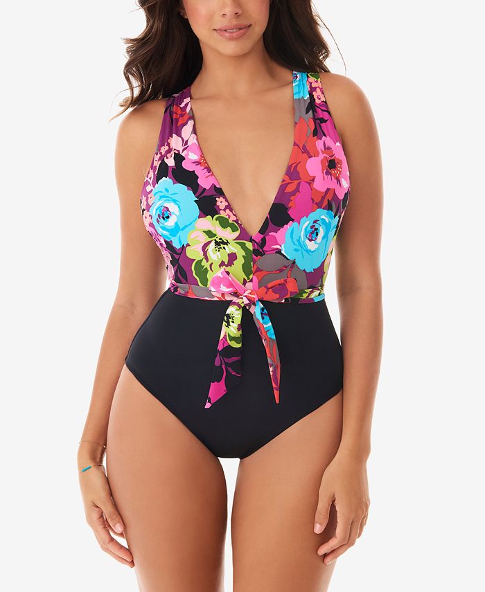 Skinny Dippers Tummy-Control Plunge One Piece Swimsuit - Macy's