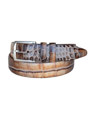 Lejon Men's Azurmendi Italian Calfskin Croc Embossed Leather Dress Belt
