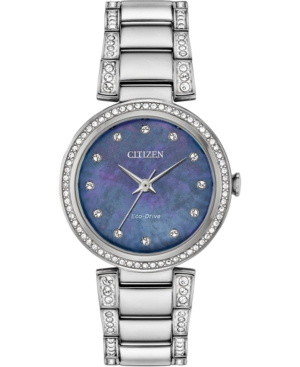 image of Citizen Eco-Drive Women-s Silhouette Stainless Steel & Crystal Bracelet Watch 28mm