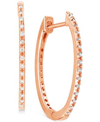 Macy's - Diamond Small Skinny Hoop Earrings (1/10 ct. t.w.) in 10k Rose Gold, 0.75"