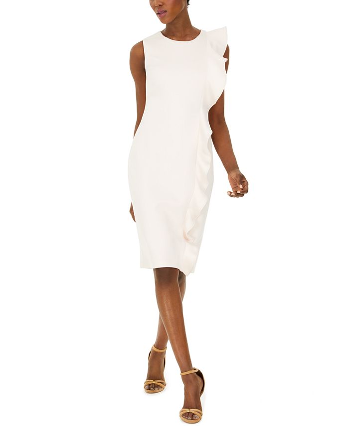 Calvin Klein Ruffled Scuba Sheath Dress - Macy's