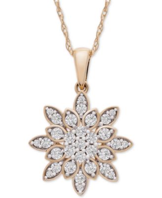 Wrapped in Love - Diamond Cluster 20" Pendant Necklace (1/2 ct. t.w.) in 14k Gold