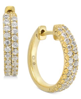 Macy's - Diamond Small Hoop Earrings (1/2 ct. t.w.) in 14k Gold, 0.53"
