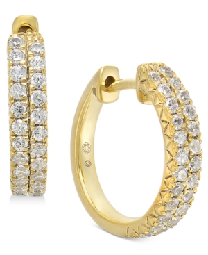 image of Diamond Small Hoop Earrings (1/2 ct. t.w.) in 14k Gold, 0.53