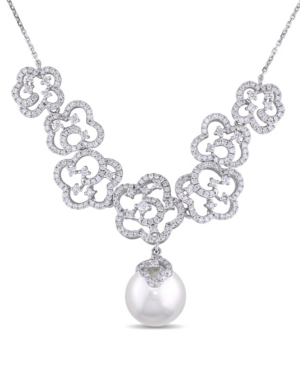 image of South Sea Cultured Pearl (11-11.5mm) and Diamond (1 3/4 ct. t.w.) Floral 17