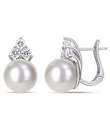 South Sea Cultured Pearl (11-12mm) and Diamond (1 ct. t.w.) Cuff Earrings in 14k White Gold